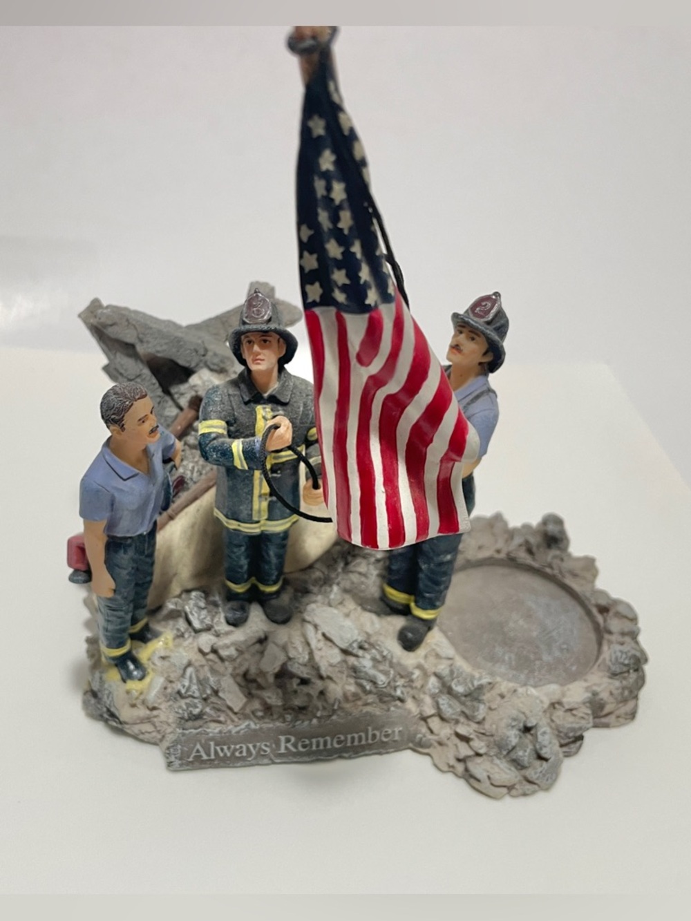 9/11 Memorial Fireman Statue with American Flag - 25th Anniversary in 2026